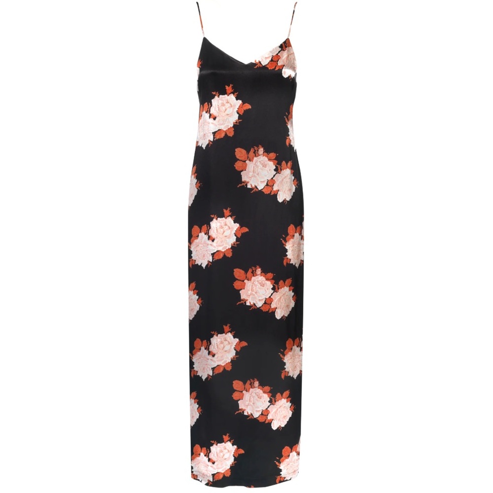 GANNI Geroux floral-print silk crepe de chine midi dress - size 34